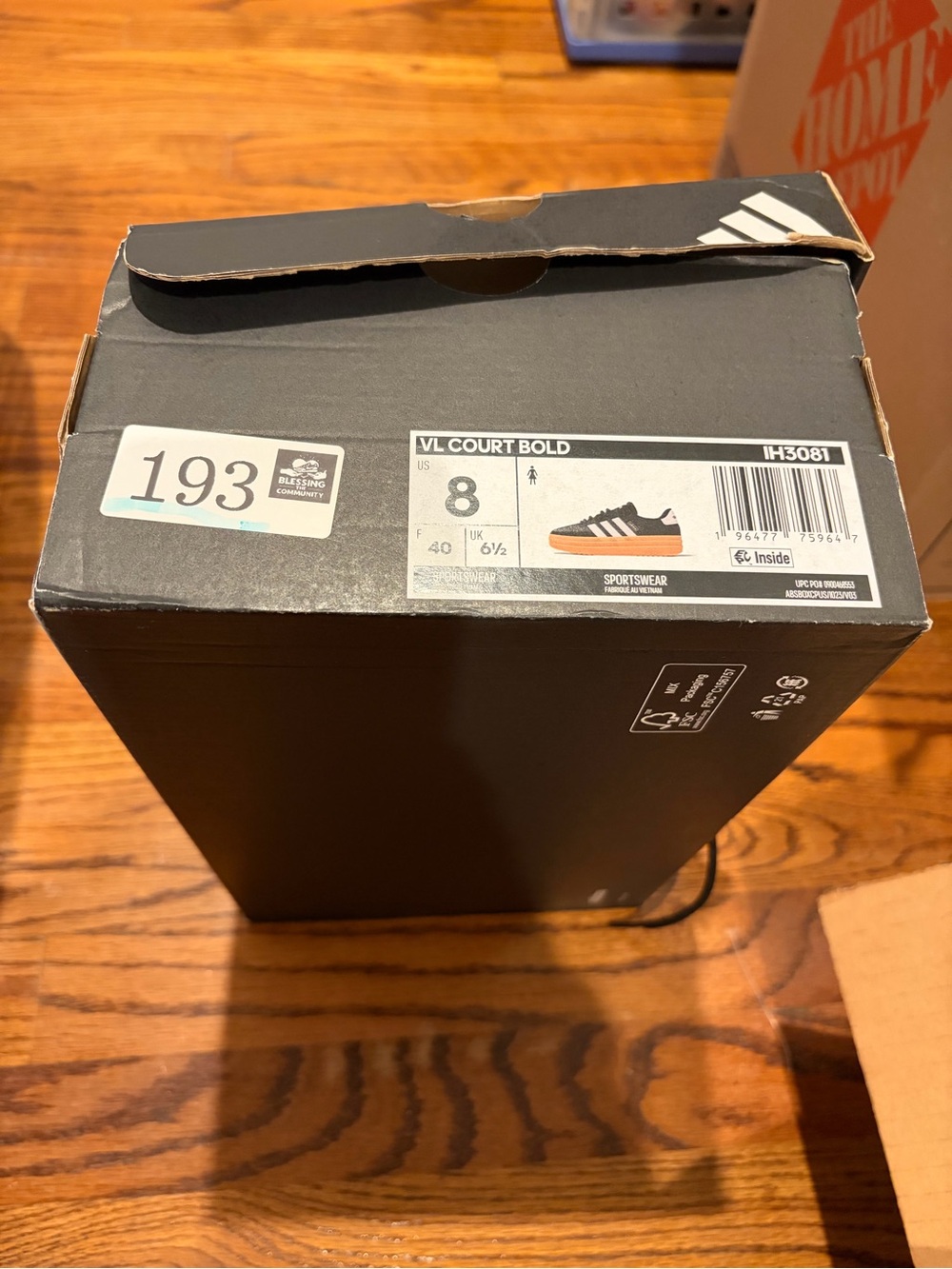 adidas Women’s Black VL Court Shoes with Gum Sole - Picture 3 of 3